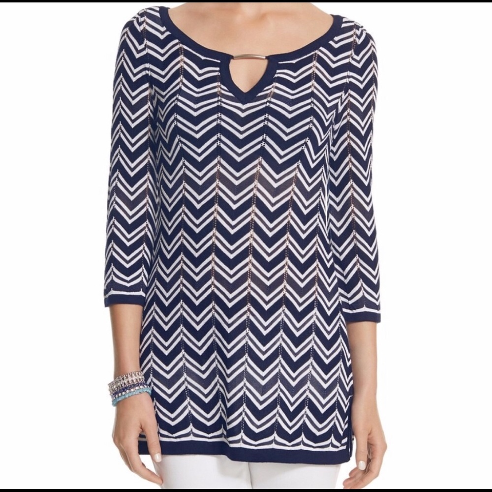 WHBM Navy Blue and White Tunic